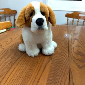 - - Plush realistic Dog Toy - Brown and White,  Saint Bernard or Alps Dog